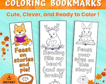 Marcapáginas para colorear de Acción de Gracias para niños, divertida actividad imprimible, manualidades de otoño, actividades para colorear para niños
