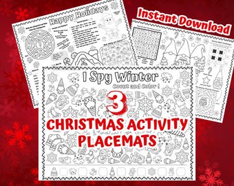 Manteles individuales con actividades navideñas / PDF imprimible / Descarga instantánea