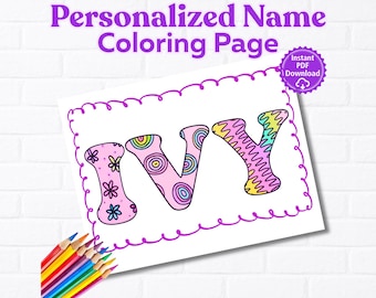 Página para colorear con nombre personalizado, página de actividades para niños, lámina para colorear llamativa y fácil, diseños divertidos (descarga digital).