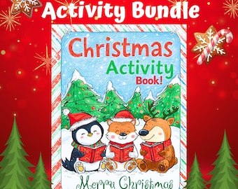 Libro de actividades navideñas para niños / Páginas para colorear, laberintos, sopas de letras y más / Imprimibles