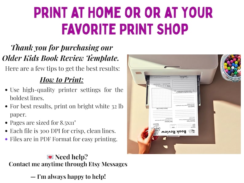 Simple Book Review Template for Kids Ages 9–12 | Upper Elementary ...