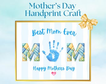 Manualidad imprimible con huellas de manos para la mejor mamá del mundo / Arte con huellas de manos para el Día de la Madre / Regalo para niños del Día de la Madre / Manualidad para preescolares del Día de la Madre / Regalo DIY para mamá