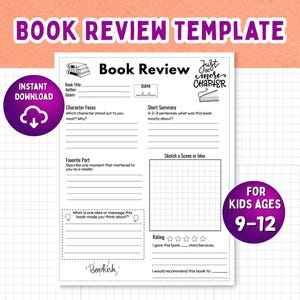 Simple Book Review Template for Kids Ages 9–12 | Upper Elementary ...