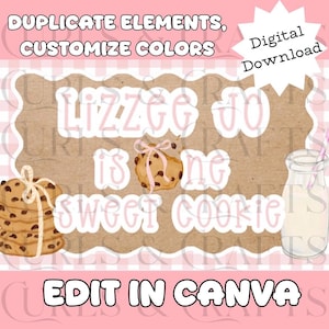 One Sweet Cookie Birthday Mockup | First Birthday Banner | Gingham Birthday Mockup | Birthday Template | Instant Download | Brown Paper