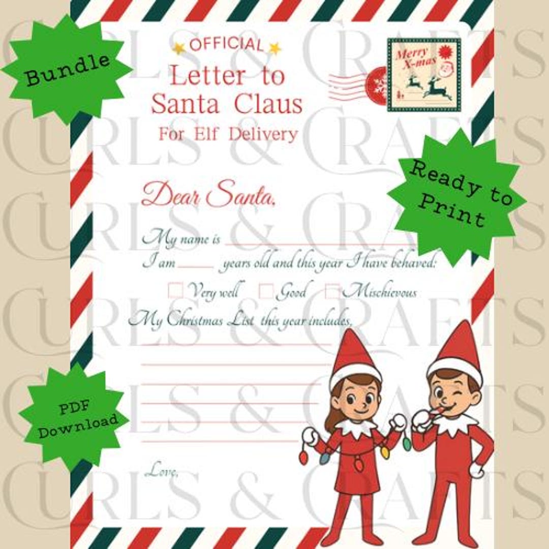 Printable Santa Letters Bundle • Elf Notes • Dear Santa Templates ...