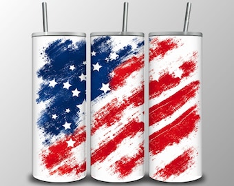 Patriotic American Flag Sublimation Design, USA,4th of July Sublimation Design (Digital Download), 20oz Skinny Tumbler Wrap