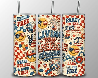 Retro Americana 20oz bekerwikkel, png | 4 juli-sublimatieontwerp (digitale download)