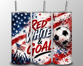 USA Soccer Tumbler Wrap PNG, Patriotic Football Sublimation Design (Digital Download)