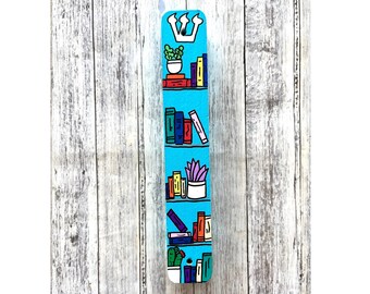 Bookshelf Mezuzah, Hand Painted Scroll Case, Jewish Gift, Housewarming, Guest Room, Baby Naming, Wedding