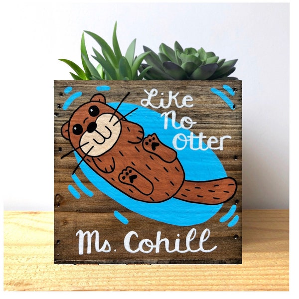 Otter Planter, Personalized Sea Otter Box, Father’s Day, Mother's Day, Teacher Appreciation, Thank You, Custom Animal Garden Gift for Her