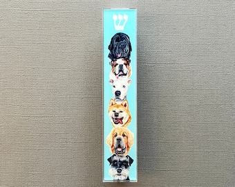 Dog Lover Mezuzah, Pets Scroll Case, Jewish Gift, Baby Naming, Birthday, Wedding, Housewarming, Hanukkah