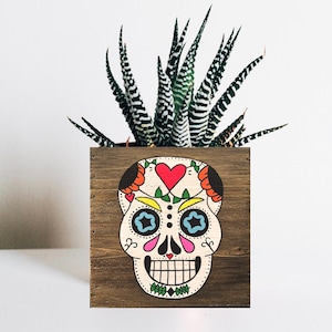 Plantador de Calaveras de Azúcar, Decoración de Halloween, Día de Muertos, Día de Los Muertos, Plantador Suculento de Otoño