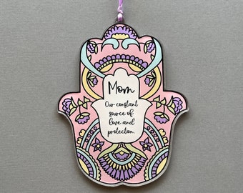 Hamsa Hand Acrylic Wall Hanging for Mothers Day, Blessing for Mom, Jewish Gift from Children, Daughter, Son