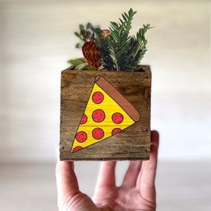 Pizza Planter Box, Pizza Succulent Planter, Pepperoni Pizza Decor, Veggie Pizza Art Lover Gift, Rustic Kitchen Decor
