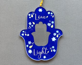 Hanukkah Ornament, Love and Light, Star of David, Hanukkah Hamsa, Chanukkah Decorations, Hamsa Wall Art, Jewish Gifts