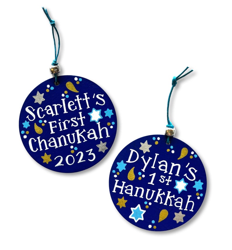 Personalized Hanukkah Ornament, 2023 Custom Chanukah Decor, 1st Birthday Jewish Baby Gift, Holidays Host Gift, Small Gifts Kids image 10