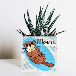 Otter Planter, Personalized Sea Otter Box, Fathers Day, Mother's Day, Teacher Appreciation, Thank You, Custom Animal Garden Gift for Her image 10