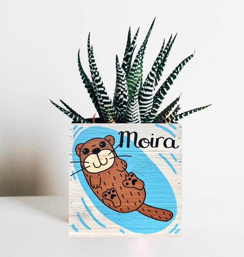 Otter Planter, Personalized Sea Otter Box, Fathers Day, Mother's Day, Teacher Appreciation, Thank You, Custom Animal Garden Gift for Her image 10