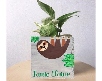 Sloth Planter, Custom Text, Remote Holder, Gift for Mom, Take it Easy, Get Well, Funny Retirement Gift, Personalized Sloth, Decorative Bin