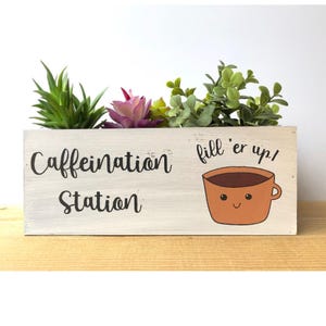 Hand Painted Coffee Station Organizer: K-Cup Caddy, Planter & Decor