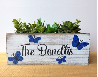 Butterfly Planter, Personalized Succulent Planter, Custom Family Name Gift, Housewarming Anniversary Wedding