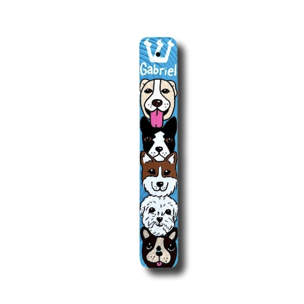 Personalized Dog Mezuzah: Hand Painted Wood, Jewish Gift