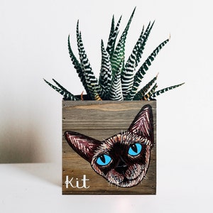 Mini hand painted Cat Portrait Planter, Cat Mom, Dad, Personalized Pet Loss Memorial, Mother's Day image 8