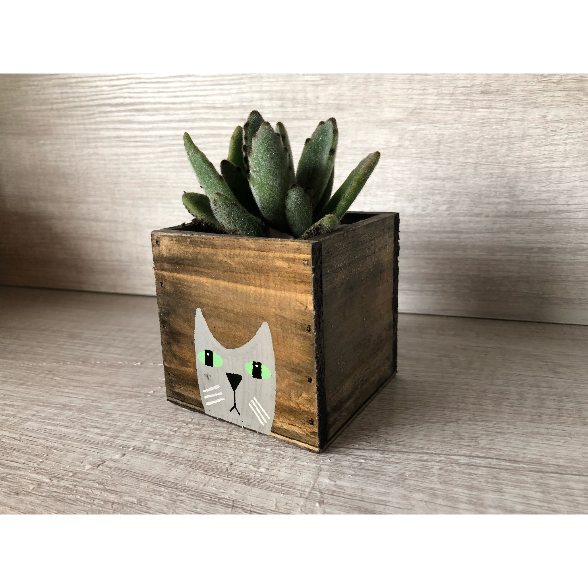 Cat Planters Set of 3 Small Handmade Wood Boxes Garden Gift Etsy