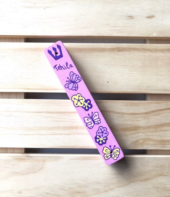 Butterfly and Flowers Mezuzah Girl Mezuzah Jewish Baby Etsy
