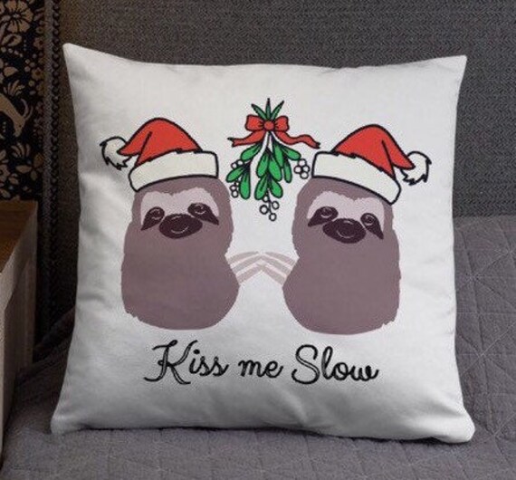 sloth christmas pillow