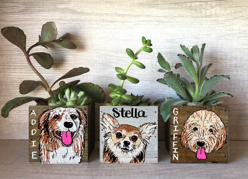 Mini Pet Portrait Planter, Mother's Day, Father's Day Gift, custom Cat Dog box, Personalized Pet Loss Memorial image 6