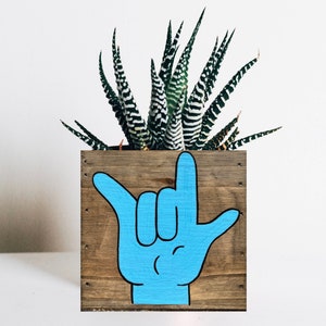 I Love You Planter, Sign Language Gift, ASL Gift for Girlfriend, succulent planter, love sign gift box image 2