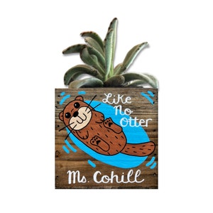 Otter Planter, Personalized Sea Otter Box, Fathers Day, Mother's Day, Teacher Appreciation, Thank You, Custom Animal Garden Gift for Her image 9