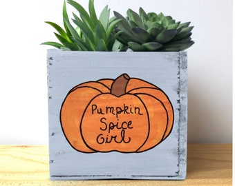 Pumpkin Spice Girl, Succulent Planter, Pumpkin Planter, Halloween Decor, Fall Lover Decor, Pumpkin Plant Pot, Pumpkin Decor, Rustic Pumpkin