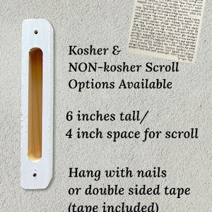 The image is a collage of two images. The left image is a white door with a hole, and the right image is a piece of paper with text. The text is in Hebrew and appears to be a description of a product or service.