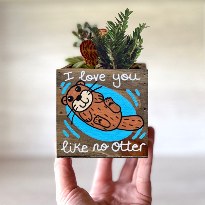 Otter Planter, Personalized Sea Otter Box, Fathers Day, Mother's Day, Teacher Appreciation, Thank You, Custom Animal Garden Gift for Her image 4