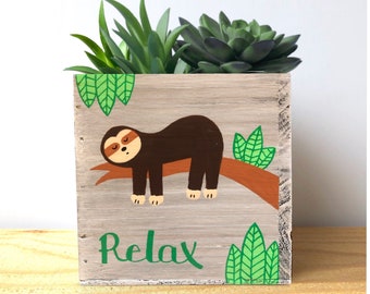 Get Well Gift - Funny Sloth Retirement Gift - Sloth Planter - Care Package Gift Box - Thinking of You - Encouragement Gift