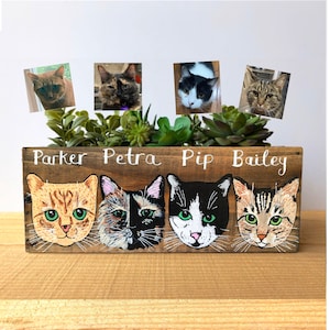 Custom Cat Portrait Succulent Planter - Cat Dad - Dog Mom Father&#39;s Day Planter - Pet Lover Gift - Personalized Cat Gift