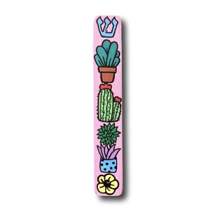 Mezuzah, Flower Pot, Succulent and Cactus Design, Modern Wood Scroll Case