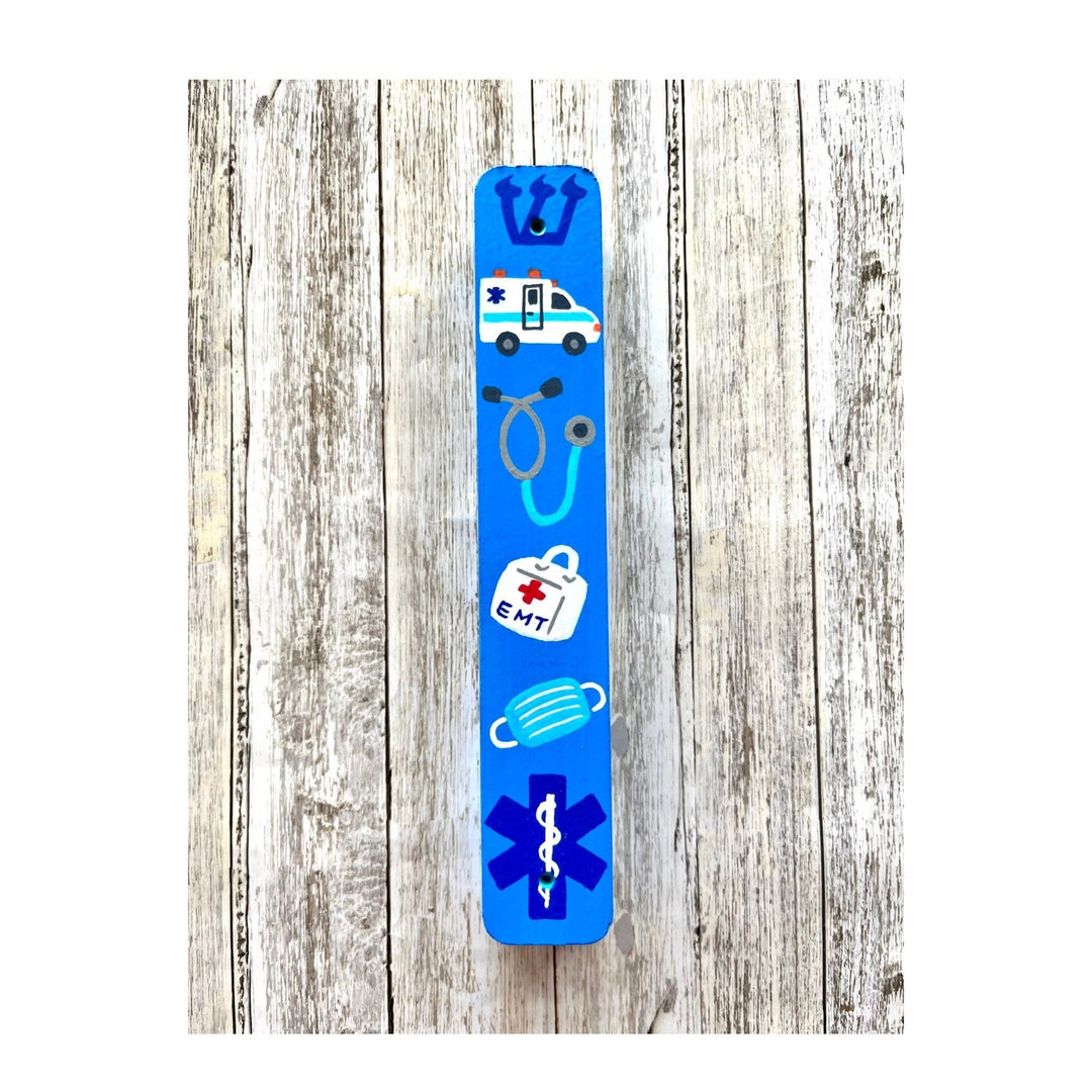 Mezuzah, Doctor EMT Nurse, Jewish Gift, Handmade Wood Scroll Case