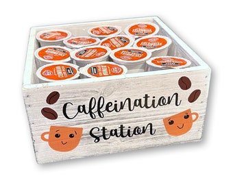 Hand Painted Coffee Bar Organizer: K Cup Caddy, Kitchen Decor