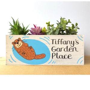 Otter Planter, Personalized Sea Otter Box, Fathers Day, Mother's Day, Teacher Appreciation, Thank You, Custom Animal Garden Gift for Her image 6