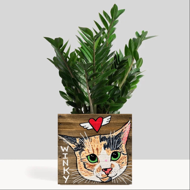 Custom Cat Portrait Planter Cat Dad Gift Personalized Cat Mom Gift Cat Succulent Planter Fur Baby Gift image 6