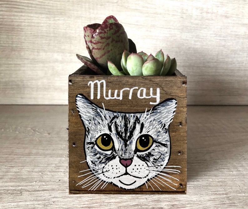 Mini Pet Portrait Planter, Mother's Day, Father's Day Gift, custom Cat Dog box, Personalized Pet Loss Memorial image 10