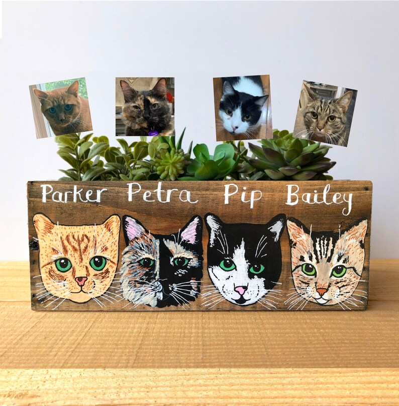 Custom Cat Portrait Planter Cat Dad Gift Personalized Cat Mom Gift Cat Succulent Planter Fur Baby Gift image 8