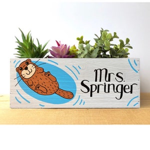 Otter Planter, Personalized Sea Otter Box, Fathers Day, Mother's Day, Teacher Appreciation, Thank You, Custom Animal Garden Gift for Her image 8