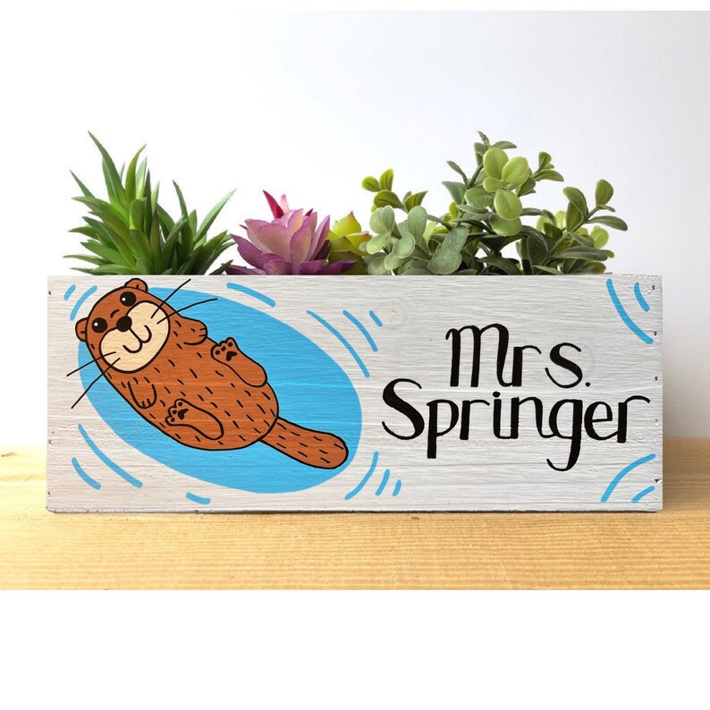 Otter Planter, Personalized Sea Otter Box, Fathers Day, Mother's Day, Teacher Appreciation, Thank You, Custom Animal Garden Gift for Her image 8