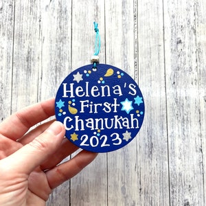 Personalized Hanukkah Ornament, 2023 Custom Chanukah Decor, 1st Birthday Jewish Baby Gift, Holidays Host Gift, Small Gifts Kids image 6