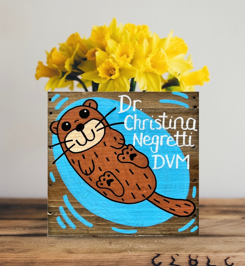 Otter Planter, Personalized Sea Otter Box, Fathers Day, Mother's Day, Teacher Appreciation, Thank You, Custom Animal Garden Gift for Her image 3