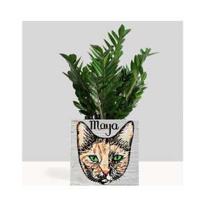 Custom Cat Portrait Planter Cat Dad Gift Personalized Cat Mom Gift Cat Succulent Planter Fur Baby Gift image 1